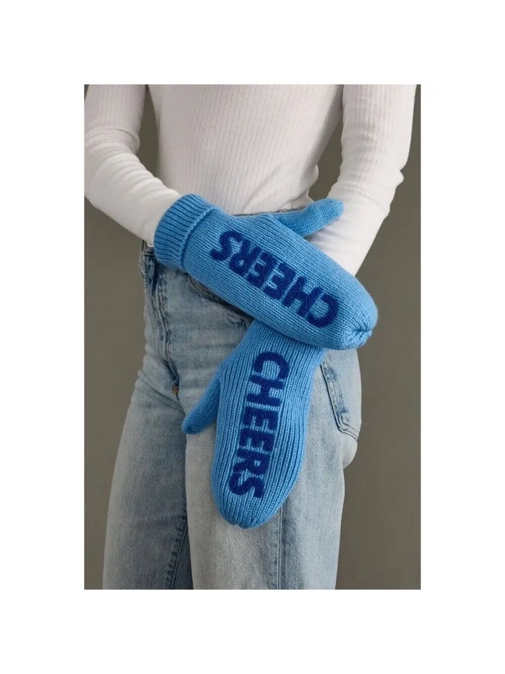 ($20) "Cheers" Mittens - Blue